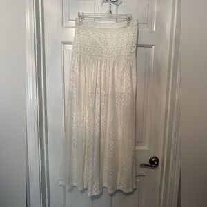 NWT Hollister White Lace Midi Skirt Boho Romantic A-Line Size M